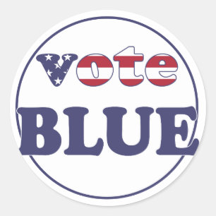 Sticker Rond Vote Blue - American Flag Typographie
