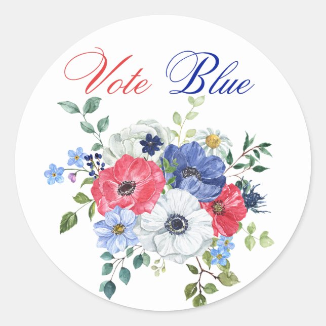 Sticker Rond Vote Blue Voter USA Democratic Political Voter (Devant)