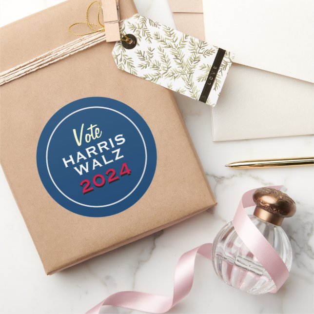 Sticker Rond Vote Campagne HARRIS WALZ 2024 (Cadeaux)