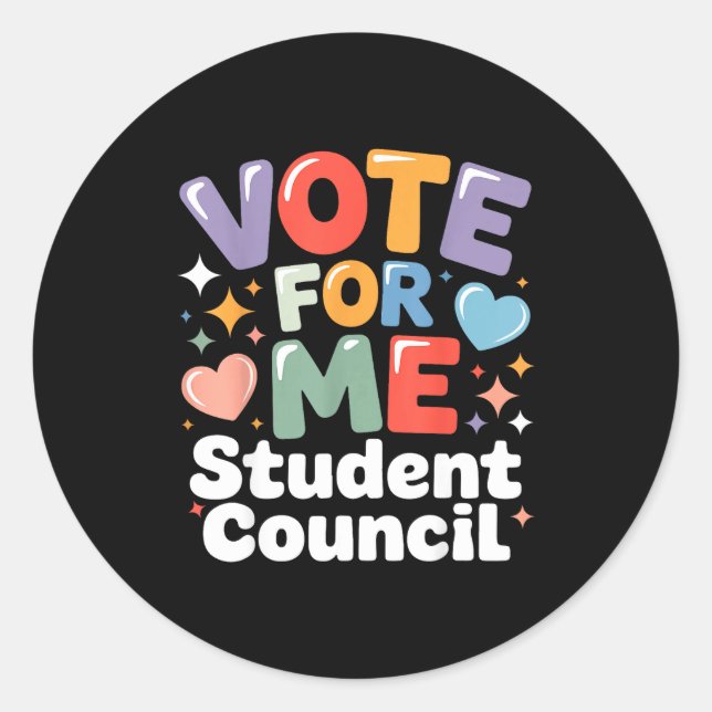 Sticker Rond Vote For Me Student Council Vibes School Election  (Devant)