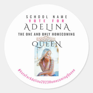 Sticker Rond Vote Homecoming Queen Pink HOCO Photo