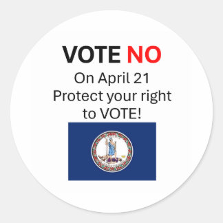 Sticker Rond Vote NO on VA Redistricting 