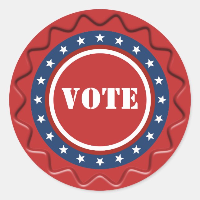 Sticker Rond VOTE Patriotique Américaine Sceau De Cire Rouge (Devant)