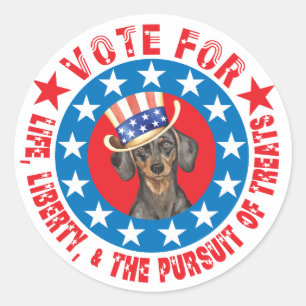 Sticker Rond Vote pour Dachshund