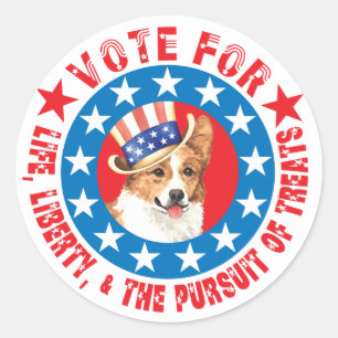 Sticker Rond Vote pour Pembroke Welsh Corgi