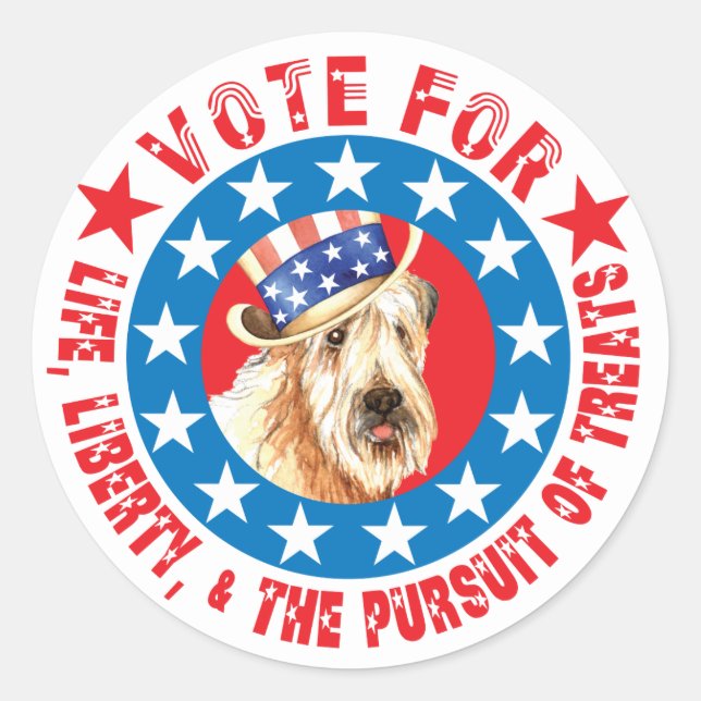 Sticker Rond Vote pour Wheaten Terrier (Devant)