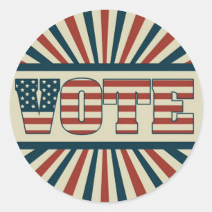 Sticker Rond Vote rétro, tout le matériel