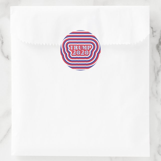 Sticker Rond Vote Trump 2020 Patriotique Rouge Blanc Bleu Bleu  (Sac)