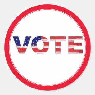 Sticker Rond Voter Le Texte Dans Les Couleurs Du Drapeau Rouge