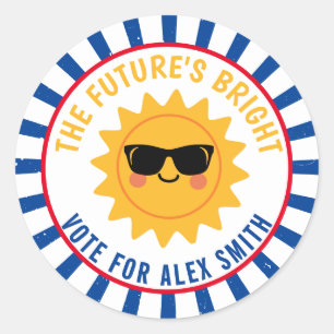 Sticker Rond Votez pour le président de classe Soyez brillant V