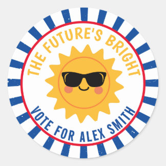 Sticker Rond Votez pour le président de classe Soyez brillant V
