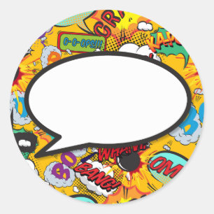 Sticker Rond Votre bulle de message amusante rétro bande dessin