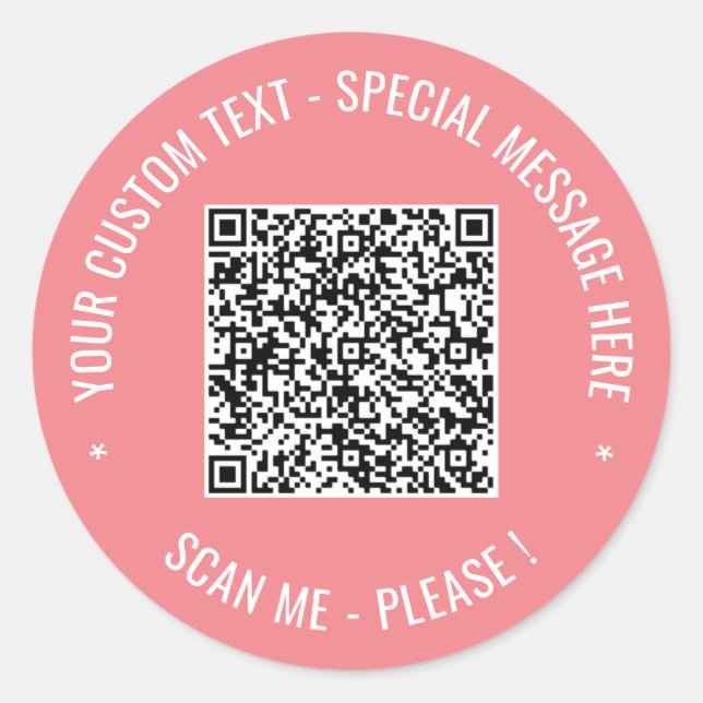 Sticker Rond Votre code QR avec Modèle d'autocollant de texte p (Devant)
