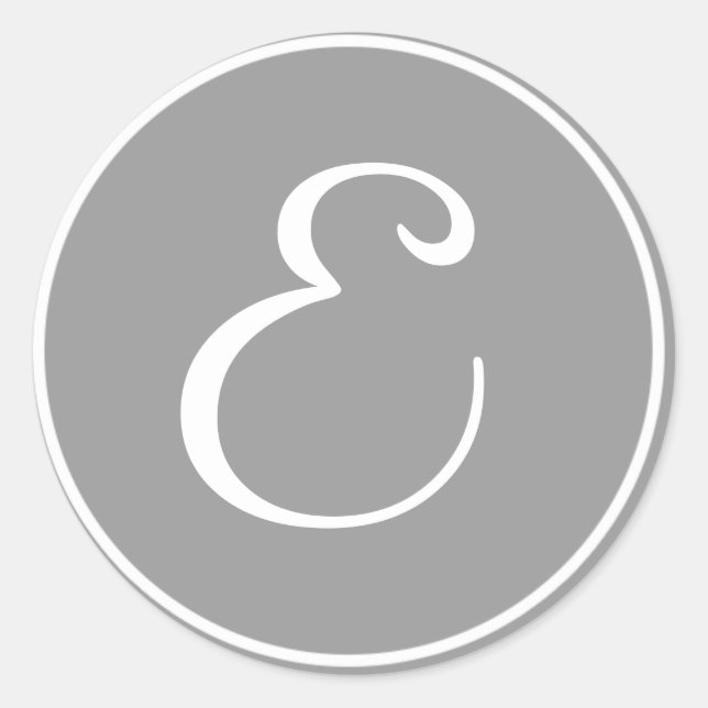 Sticker Rond Votre lettre, Monogramme personnalisé E gris initi (Devant)