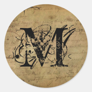 Sticker Rond Votre Lettre. Monogramme personnalisé. sensation v