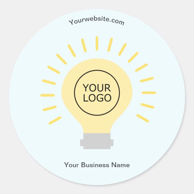 Sticker Rond votre logo ampoule jaune pâle (Devant)
