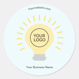 Sticker Rond votre logo ampoule jaune pâle