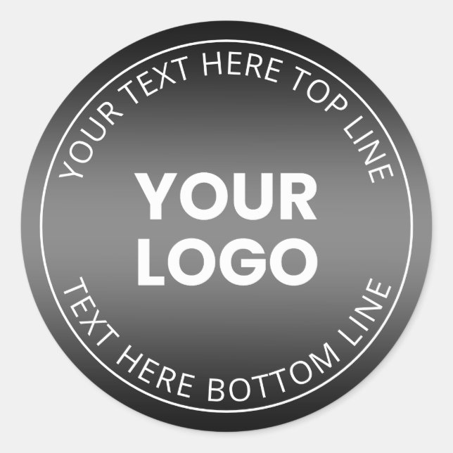 Sticker Rond Votre logo avec dégradé noir et blanc modifiable (Devant)