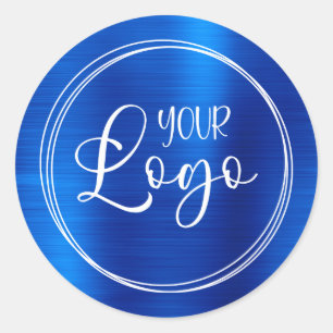 Sticker Rond Votre logo d'entreprise bleu royal métallisé