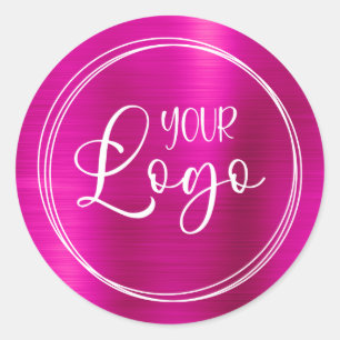 Sticker Rond Votre logo d'entreprise ici Métalisé Rose Chaud