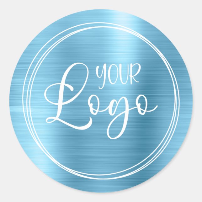 Sticker Rond Votre logo d'entreprise ici Metallic Baby Blue (Devant)