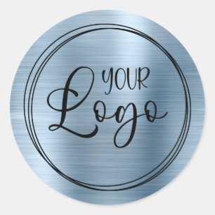 Sticker Rond Votre logo d'entreprise ici Métallic Bleu