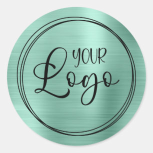 Sticker Rond Votre logo d'entreprise ici Métallic sarcelle clai