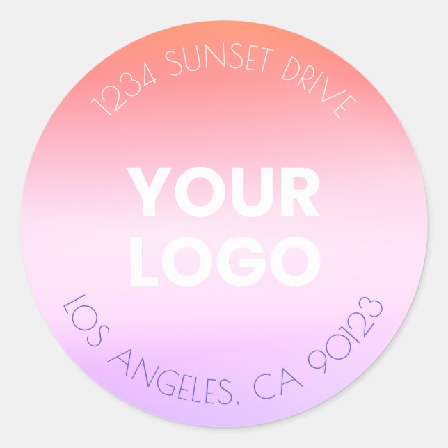 Sticker Rond Votre logo d'entreprise | Orange rose violet Ombre (Devant)
