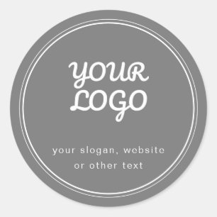 Sticker Rond Votre logo élégant et modifiable gris et blanc
