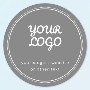 Sticker Rond Votre logo élégant modifiable gris et blanc