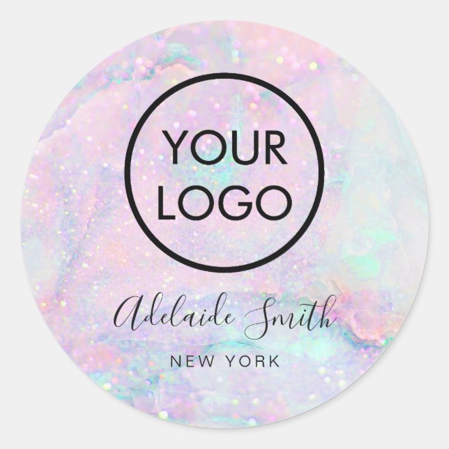 Sticker Rond votre logo en marbre pastel (Devant)
