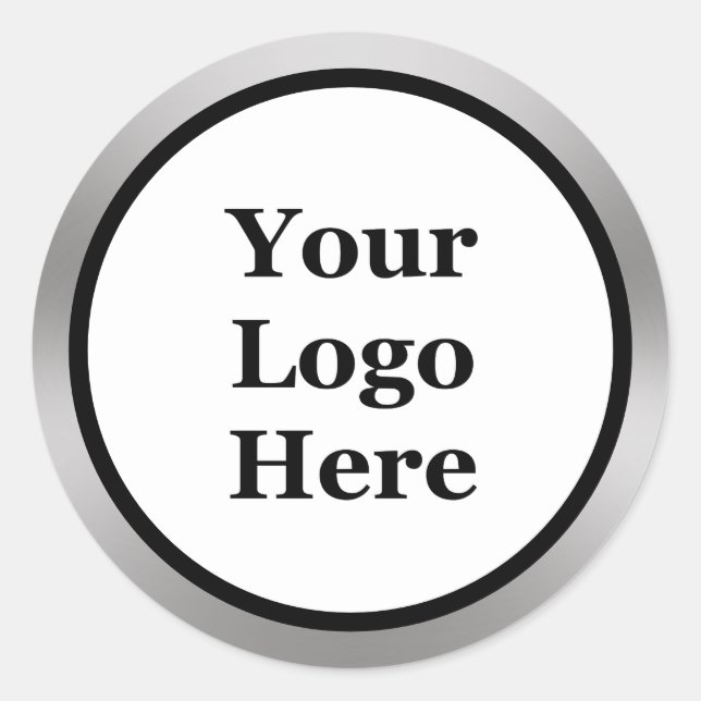 Sticker Rond Votre logo en noir, blanc et argent ici Modèle (Devant)