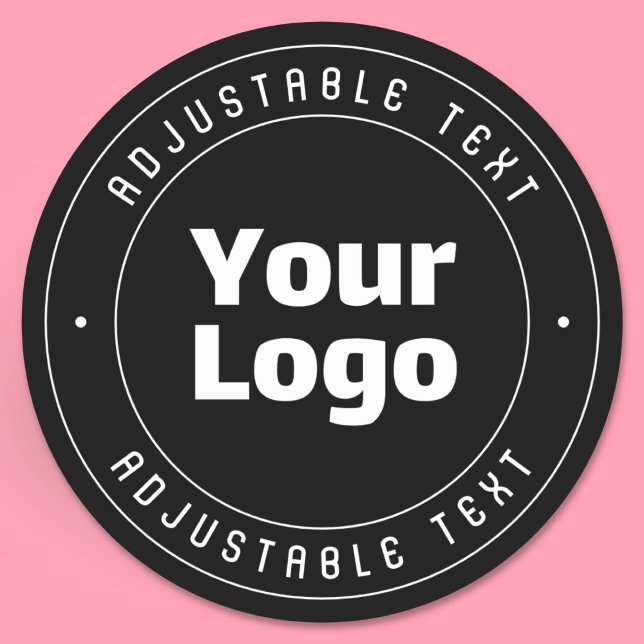 Sticker Rond Votre logo et modèle de texte modifiable | Noir et (Créateur téléchargé)