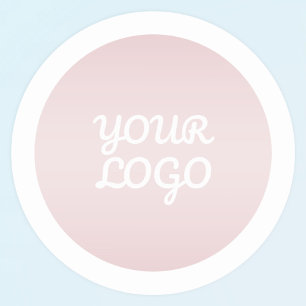Sticker Rond Votre logo et ombre rose moderne blanc bordure
