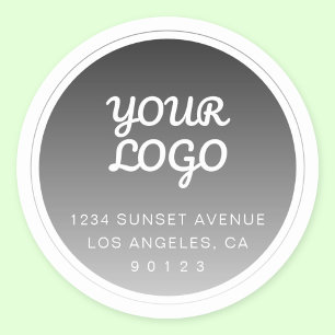 Sticker Rond Votre Logo & Gradient gris foncé Adresse de retour