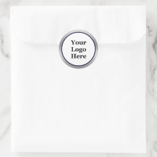 Sticker Rond Votre logo ici Modèle noir et bleu foncé