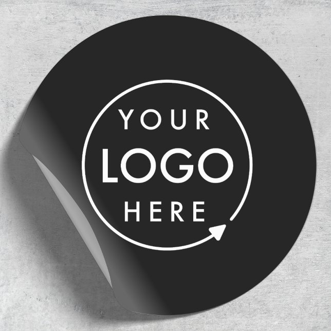 Sticker Rond Votre logo Professionnel Moderne Noir (Créateur téléchargé)