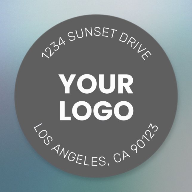 Sticker Rond Votre logo | Simple moderne gris foncé et blanc (Créateur téléchargé)