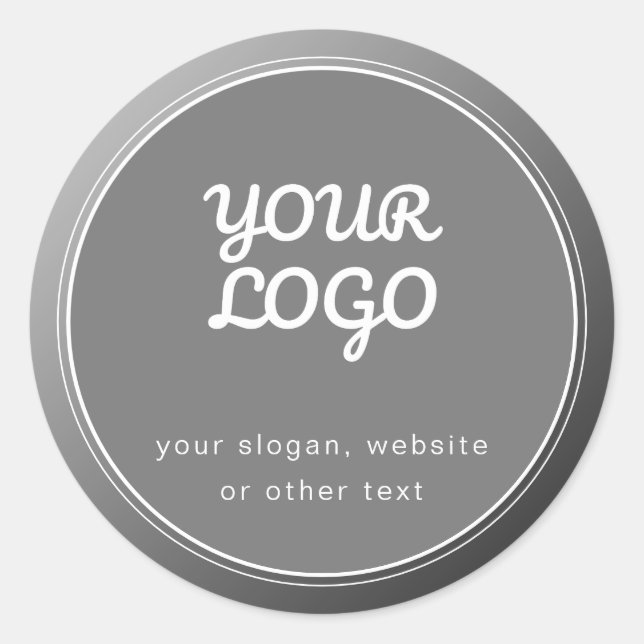 Sticker Rond Votre Logo Slogan Website & Unique Gray Gradient (Devant)