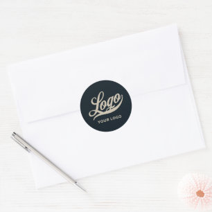 Sticker Rond Votre logo sur Blue Business Simple Minimal