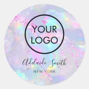 Sticker Rond votre logo sur feuille opale violet