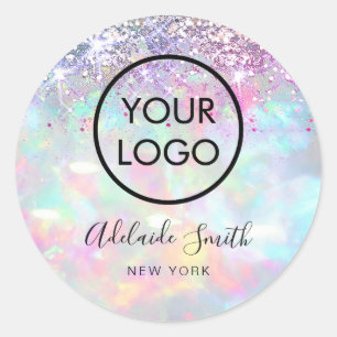 Sticker Rond votre logo sur la fausse parties scintillant opale