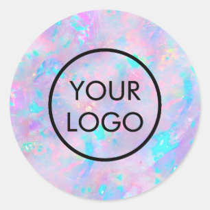 Sticker Rond votre logo sur la texture opale violette