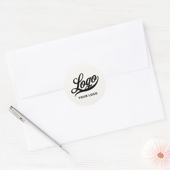 Sticker Rond Votre logo sur Off white Business Simple Minimal (Enveloppe)