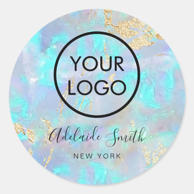 Sticker Rond votre logo sur opal design (Devant)