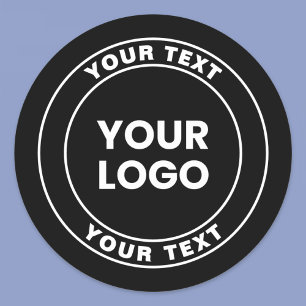 Sticker Rond Votre logo téléchargé + Texte circulaire gras 