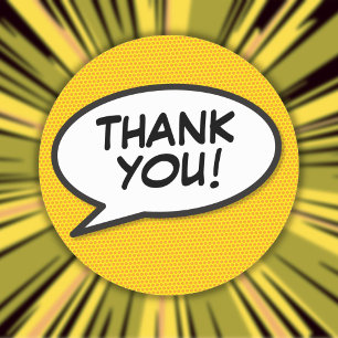 Sticker Rond Votre Merci Message Voix Buble Fun Comique