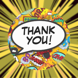 Sticker Rond Votre Merci Message Voix Buble Fun Comique