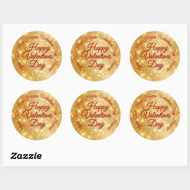 Sticker Rond Votre message de Jour de Valentines Gold de TEXTE (Feuille)