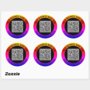 Sticker Rond Votre Modèle de code QR et d'autocollant de texte